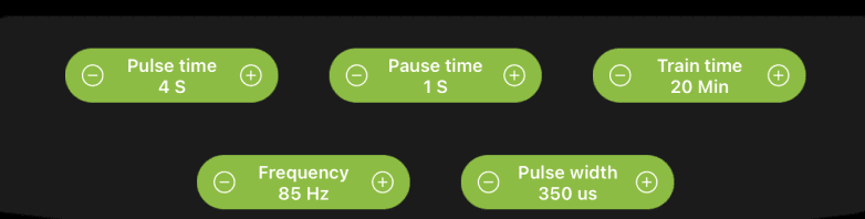 Customizing  timing, pulse and frequency in the app