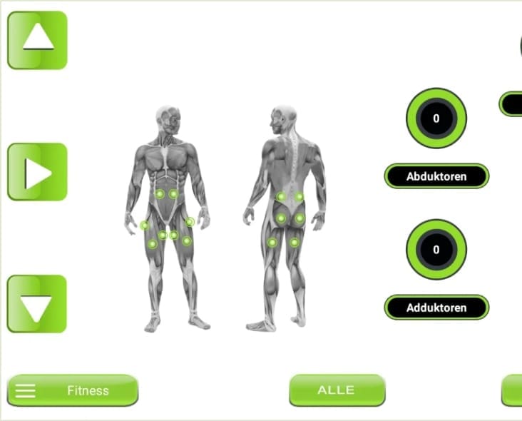 Controlling all the muscle groups in the app